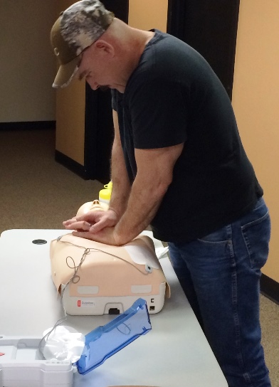 MEC employee Rob Mort participates in CPR training  January 2016